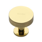 M Marcus Heritage Brass Knurled Disc Design Cabinet Knob with Rose 32mm 